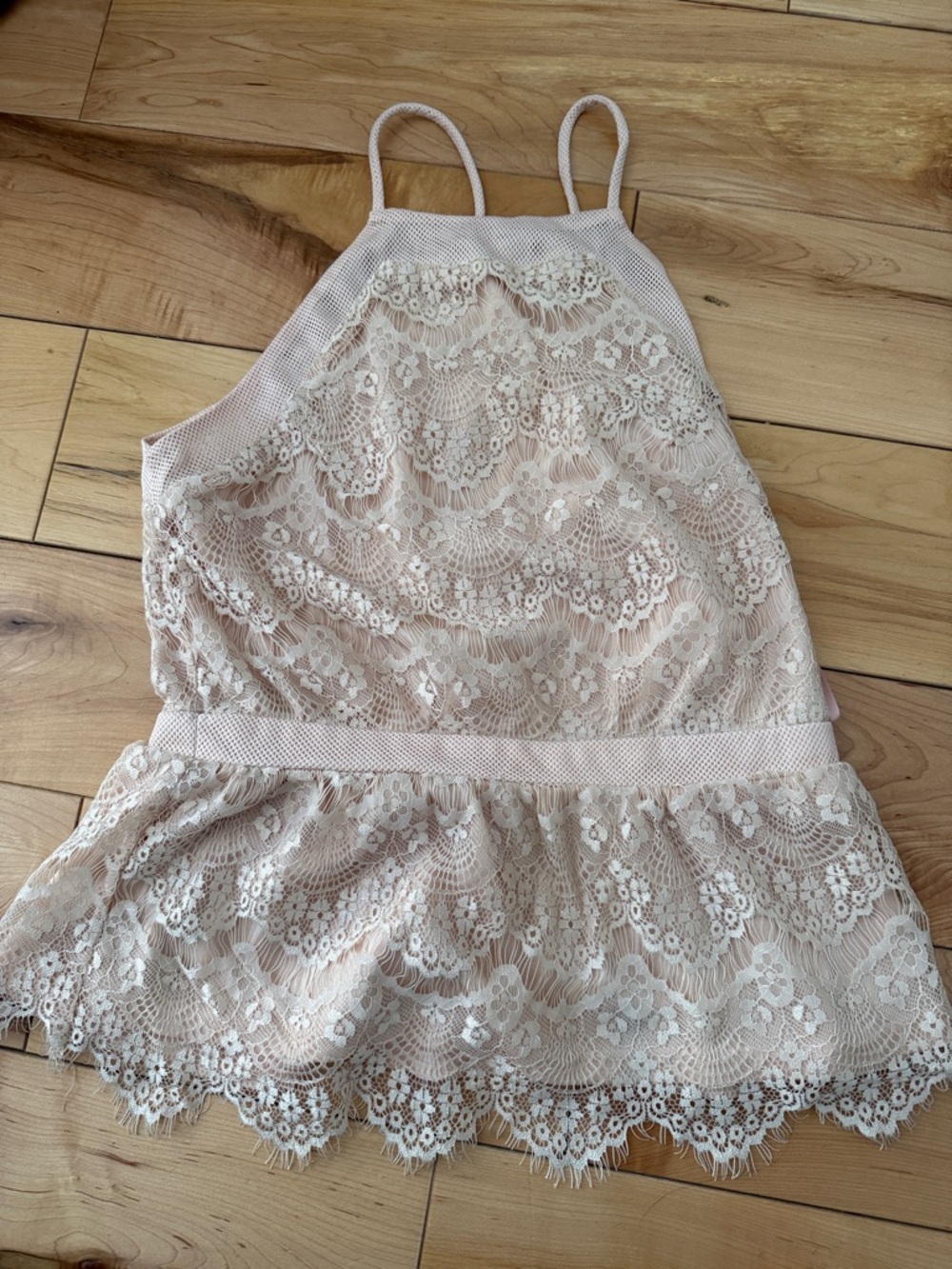 Forever 21 Blush Pink Lace Peplum Halter Top